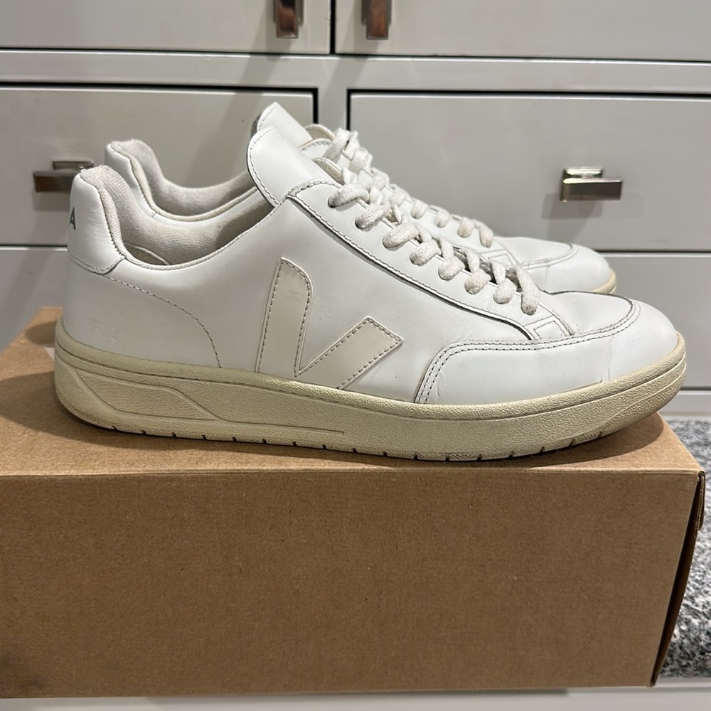 Veja White Leather Sneakers with Cream Sole
